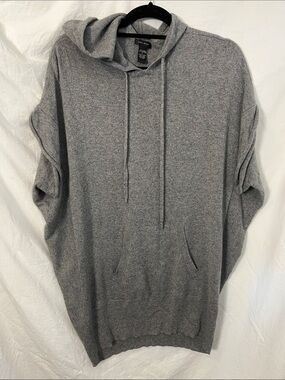 Only Mine Women's Gray Hooded Silk/Cashmere Knit Pullover Size L